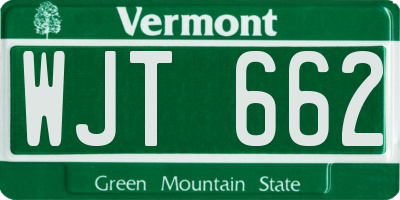 VT license plate WJT662