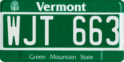 VT license plate WJT663