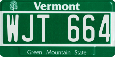VT license plate WJT664