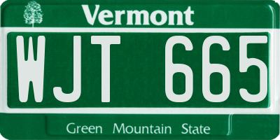 VT license plate WJT665
