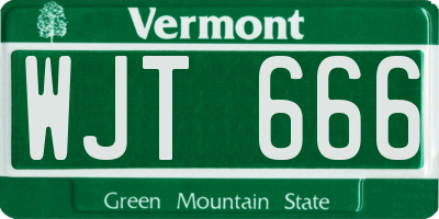 VT license plate WJT666