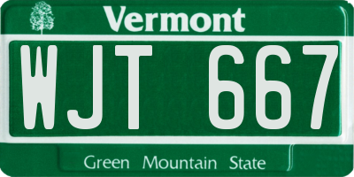 VT license plate WJT667
