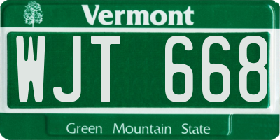 VT license plate WJT668