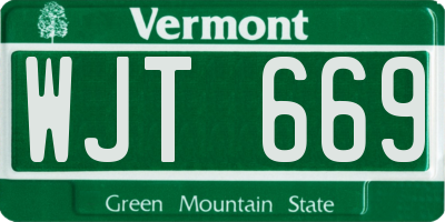 VT license plate WJT669