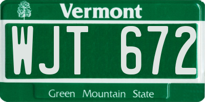 VT license plate WJT672