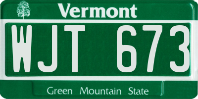 VT license plate WJT673