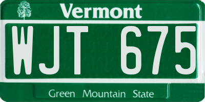 VT license plate WJT675