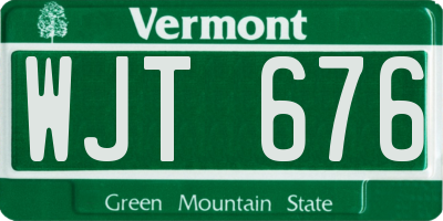 VT license plate WJT676