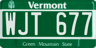 VT license plate WJT677