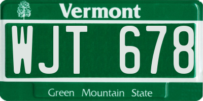 VT license plate WJT678