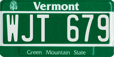 VT license plate WJT679