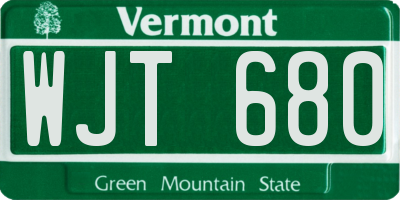 VT license plate WJT680