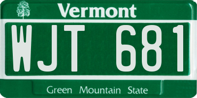 VT license plate WJT681