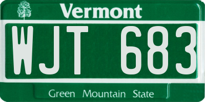 VT license plate WJT683