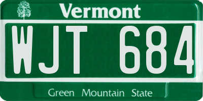 VT license plate WJT684