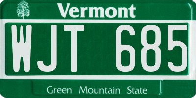 VT license plate WJT685