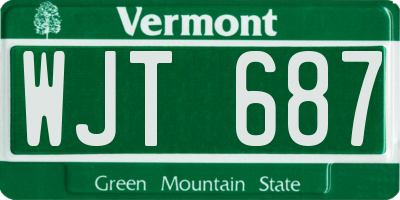 VT license plate WJT687