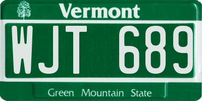 VT license plate WJT689