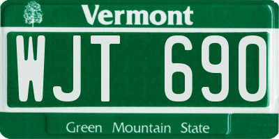 VT license plate WJT690