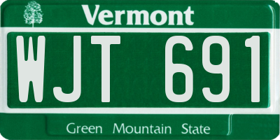 VT license plate WJT691