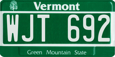 VT license plate WJT692