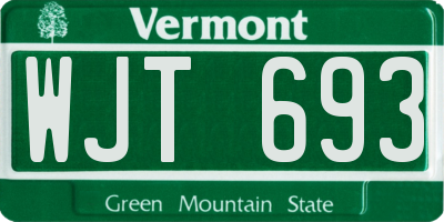 VT license plate WJT693