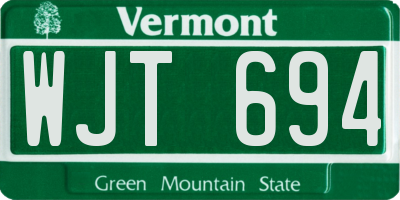 VT license plate WJT694