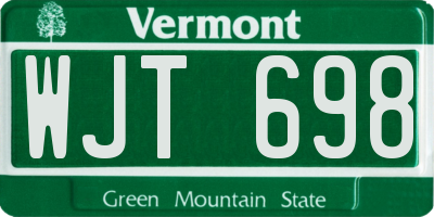 VT license plate WJT698