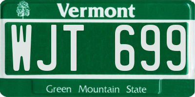 VT license plate WJT699