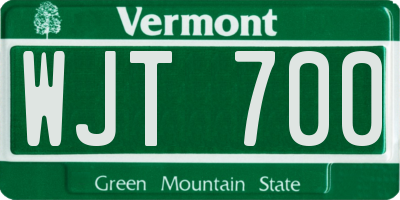 VT license plate WJT700