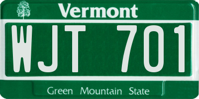 VT license plate WJT701