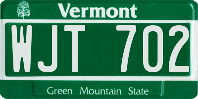 VT license plate WJT702