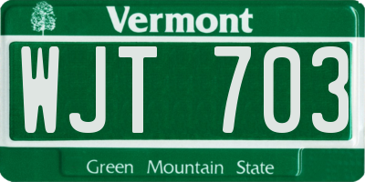 VT license plate WJT703