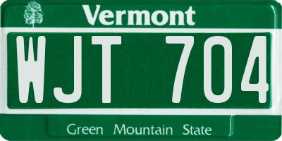 VT license plate WJT704