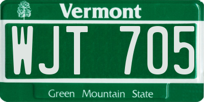 VT license plate WJT705