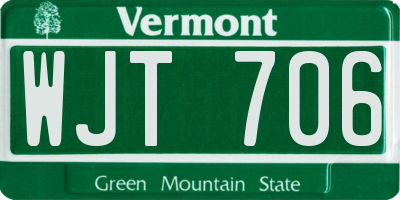 VT license plate WJT706