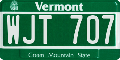 VT license plate WJT707