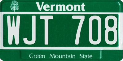 VT license plate WJT708