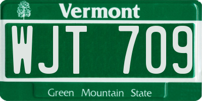 VT license plate WJT709