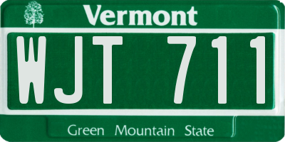 VT license plate WJT711