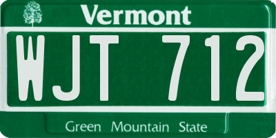 VT license plate WJT712