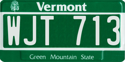 VT license plate WJT713