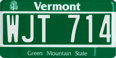 VT license plate WJT714