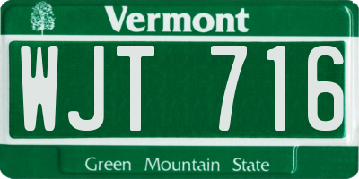 VT license plate WJT716
