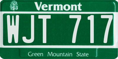 VT license plate WJT717