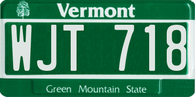 VT license plate WJT718