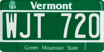 VT license plate WJT720