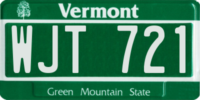 VT license plate WJT721