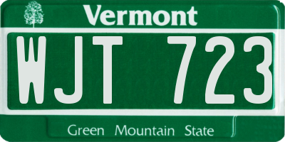 VT license plate WJT723