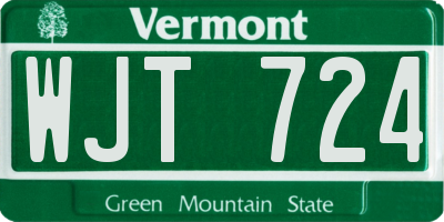VT license plate WJT724